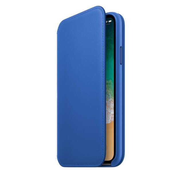 Қап Apple iPhone X Leather Folio (MRGE2) Electric Blue үшін