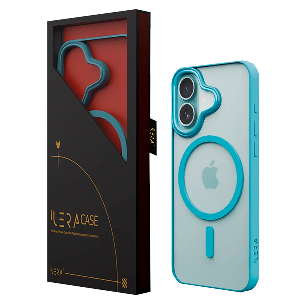 Чехол iLera для iPhone 16 Blue/Transparent (ILGCACLCASB16) - фото 2