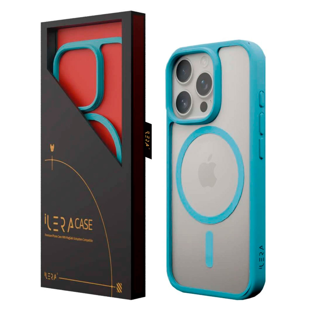Чехол для iPhone 16 Pro iLera ILGCACLCASB16PR Blue/Transparent - фото 3