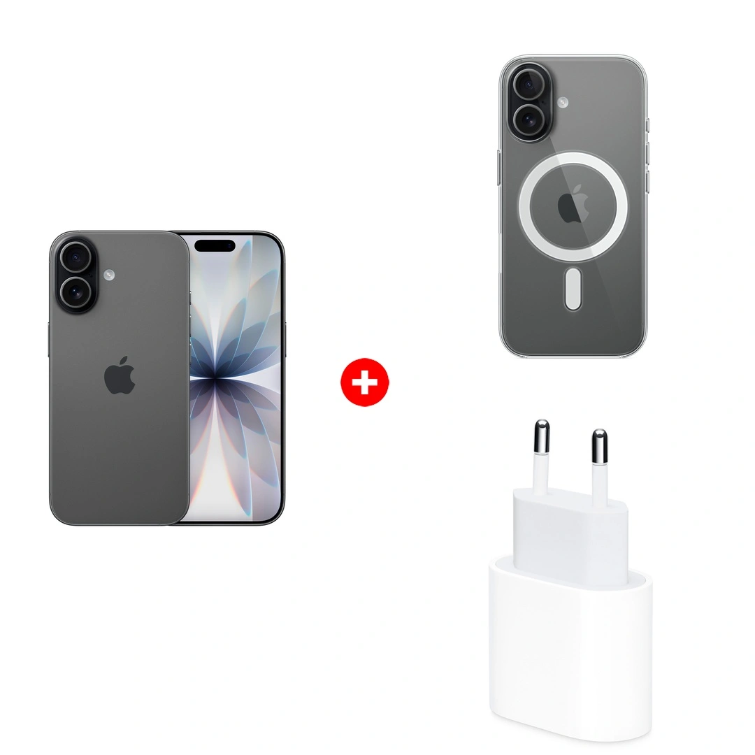 Комплект Apple для iPhone 17 Clear Case with MagSafe MGF24ZM/A + Apple iPhone 17 8/256GB Black + Apple 20W USB-C (MD3J4ZM/A) 