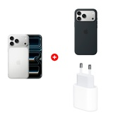 Комплект Apple для iPhone 17 Pro Max Silicone Case with MagSafe – Black MGFR4ZM/A + Apple iPhone 17 Pro Max 12/256GB Silver + Apple 20W USB-C (MD3J4ZM/A) 