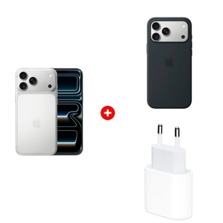 Комплект Apple для iPhone 17 Pro Max Silicone Case with MagSafe – Black MGFR4ZM/A + Apple iPhone 17 Pro Max 12/256GB Silver + Apple 20W USB-C (MD3J4ZM/A) 