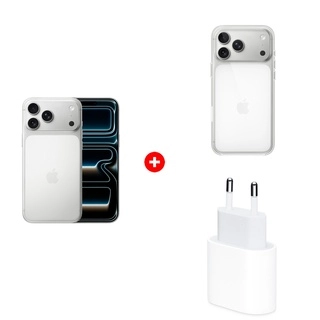 Комплект Apple для iPhone 17 Pro Max Clear Case with MagSafe MGFW4ZM/A + Apple iPhone 17 Pro Max 12/256GB Silver + Apple 20W USB-C (MD3J4ZM/A) 