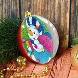 Новогодний шар, фреска "Снеговик с подарками" 