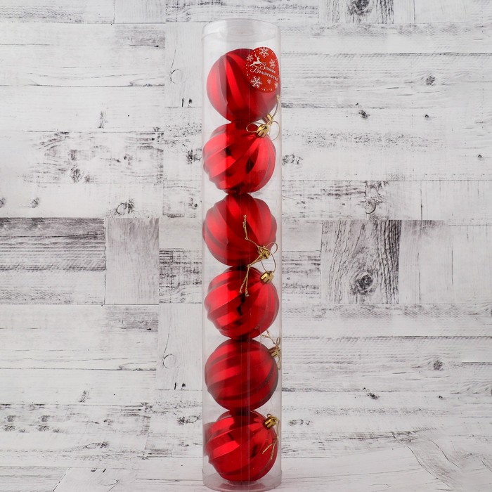 Новогодние шары "Пралине" (набор 6 шт.), красные 