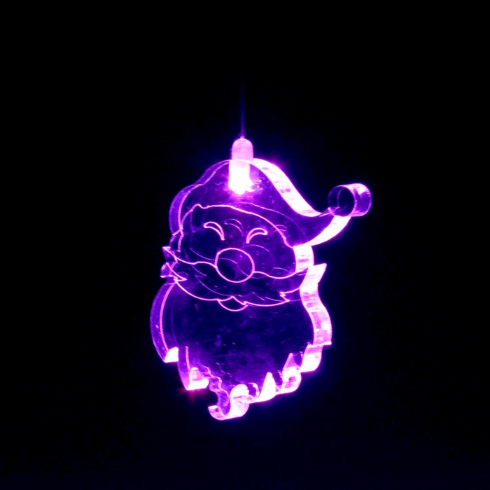 Игрушка светящаяся подвесная "Дед Мороз" на 1 трубке, 8х9 см, батарейки в комплекте 