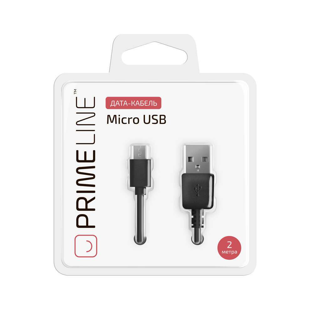 Кабель Prime Line USB - Micro USB (7208) 2м Black