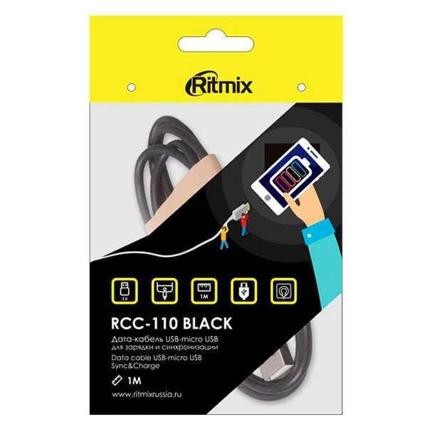 Кабель microUSB Ritmix USB Type-А-microUSB RCC-110 Black