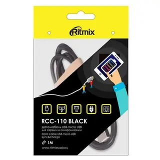 Кабель microUSB Ritmix USB Type-А-microUSB RCC-110 Black