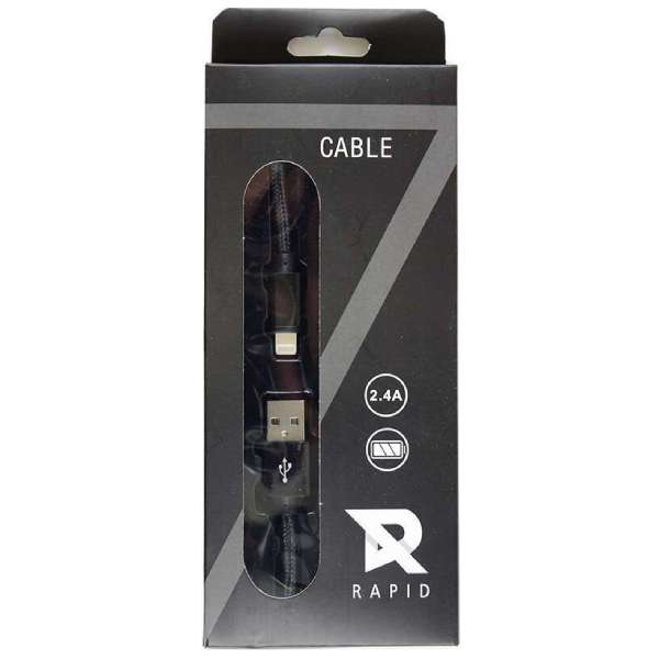Кабель Rapid Cloth-L USB - Lightning (BK01) 1м Black