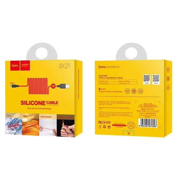 Hoco кабелі X21 Silicone USB - Micro USB 1м Red - фото 4