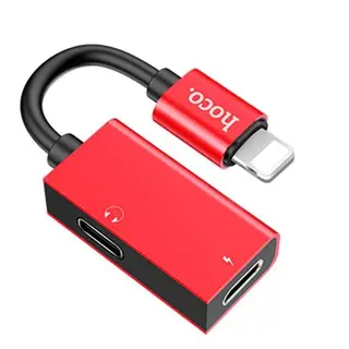 Переходник на 2 выхода lightning Hoco LS15 Lightning-USB Type-C Red