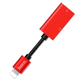 Переходник на 2 выхода lightning Hoco LS15 Lightning-USB Type-C Red