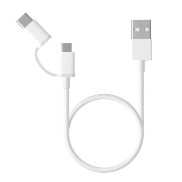 Интерфейсный кабель Xiaomi 100cm MICRO USB and Type-C Белый Mi 2-in-1 USB Cable microUSB-Type-C 1м White - фото 2