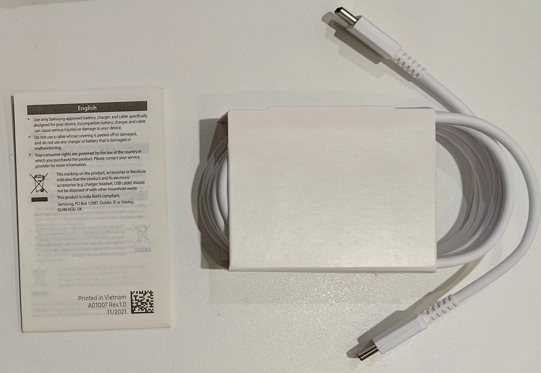 Кабель Samsung Type-C to Type-C EP-DX310JWRGRU White - фото 4