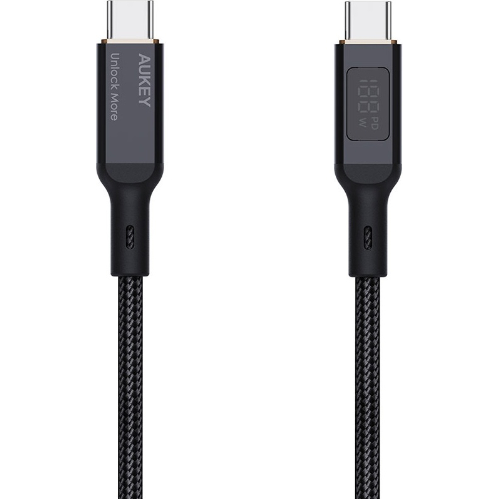 Кабель Aukey USB Type-C 100Вт с ЖК дисплеем 1 метр Black CB-MCC101 - фото 2
