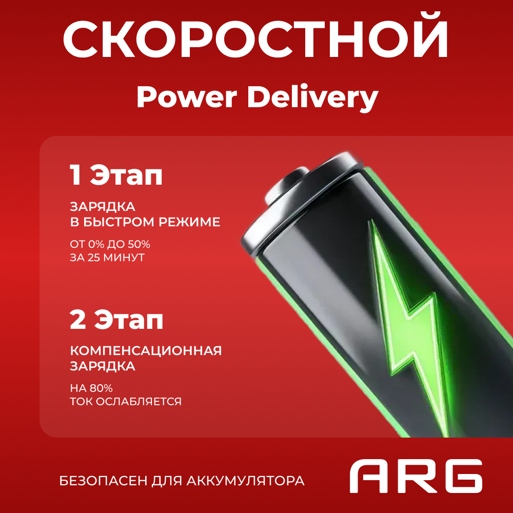 Кабель ARG Type-C to Type-C TCB2 100W Черный - фото 6