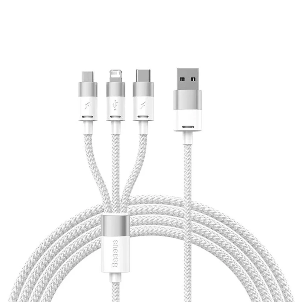 Интерфейсный кабель Baseus StarSpeed 1-for-3 USB to M+L+C 3.5A 1.2m White (CAXS000002) 