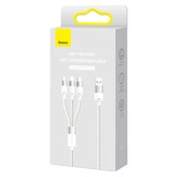 Интерфейсный кабель Baseus StarSpeed 1-for-3 USB to M+L+C 3.5A 1.2m White (CAXS000002)  - фото 3