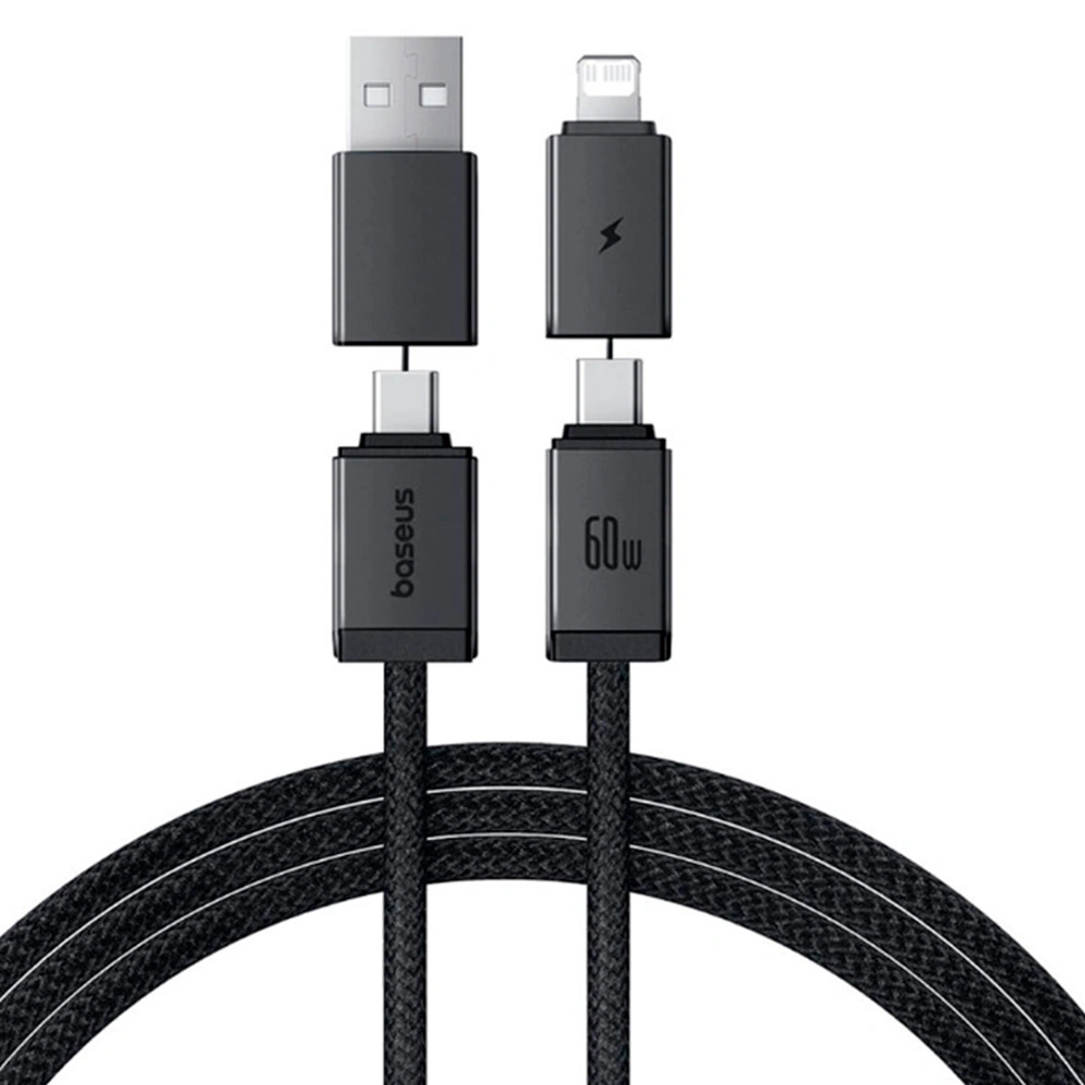 Интерфейсный кабель Baseus Versatile U+C to C+L 60W 1m White (P10383000211-00) 