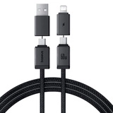 Интерфейсный кабель Baseus Versatile U+C to C+L 60W 1m White (P10383000211-00) 