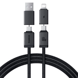 Интерфейсный кабель Baseus Versatile U+C to C+L 60W 1m White (P10383000211-00) 