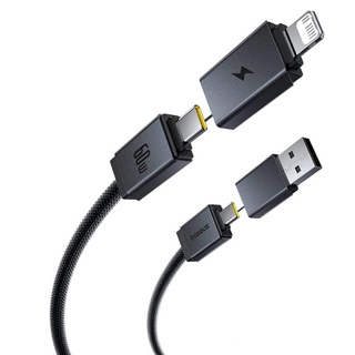 Интерфейсный кабель Baseus Versatile U+C to C+L 60W 1m White (P10383000211-00)  - фото 3