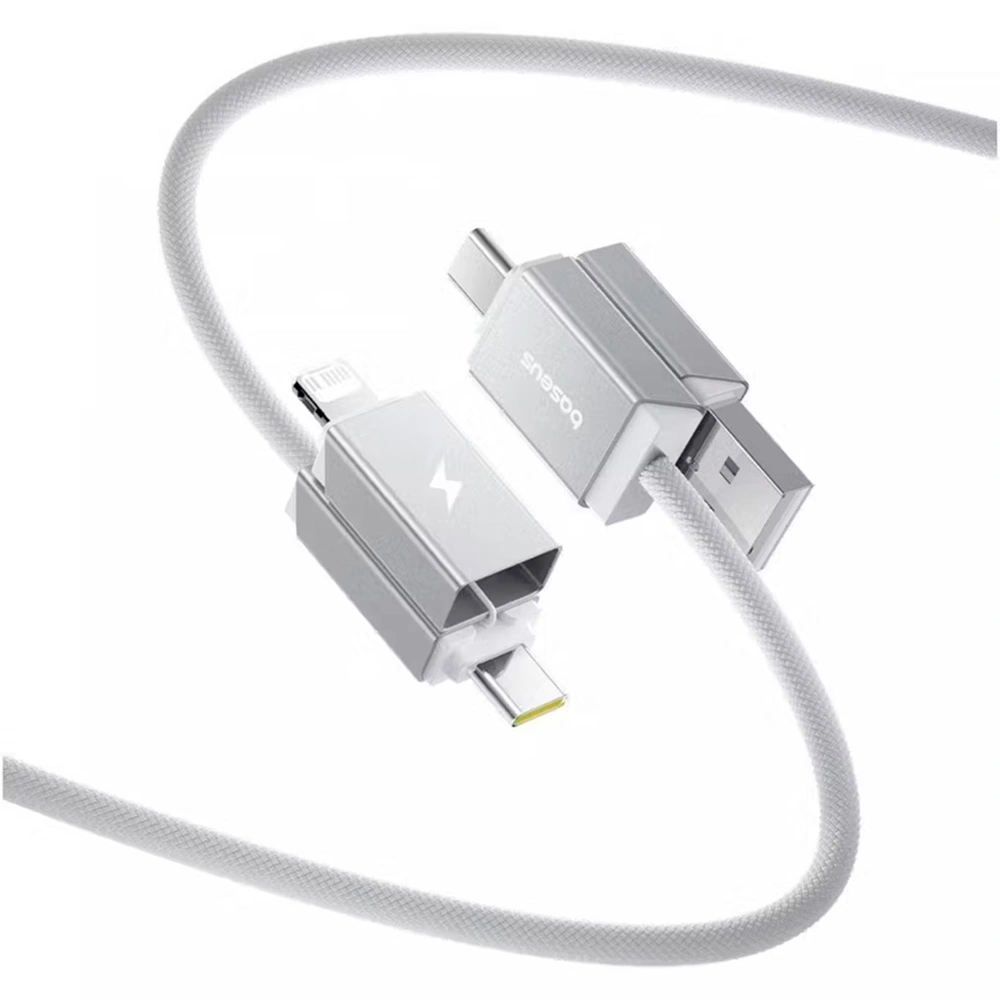Интерфейсный кабель Baseus Versatile U+C to C+L 60W 2m White (P10383000211-01)  - фото 2