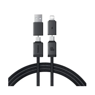 Интерфейсный кабель Baseus Versatile U+C to C+L 60W 1m White (P10383000211-00) 