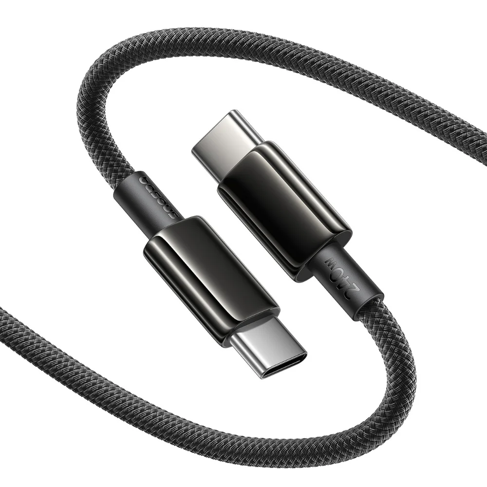 Интерфейсный кабель Baseus Tungsten Gold Air Fast Charging Data Cable USB-C to USB-C 240W 2 m Black  - фото 2