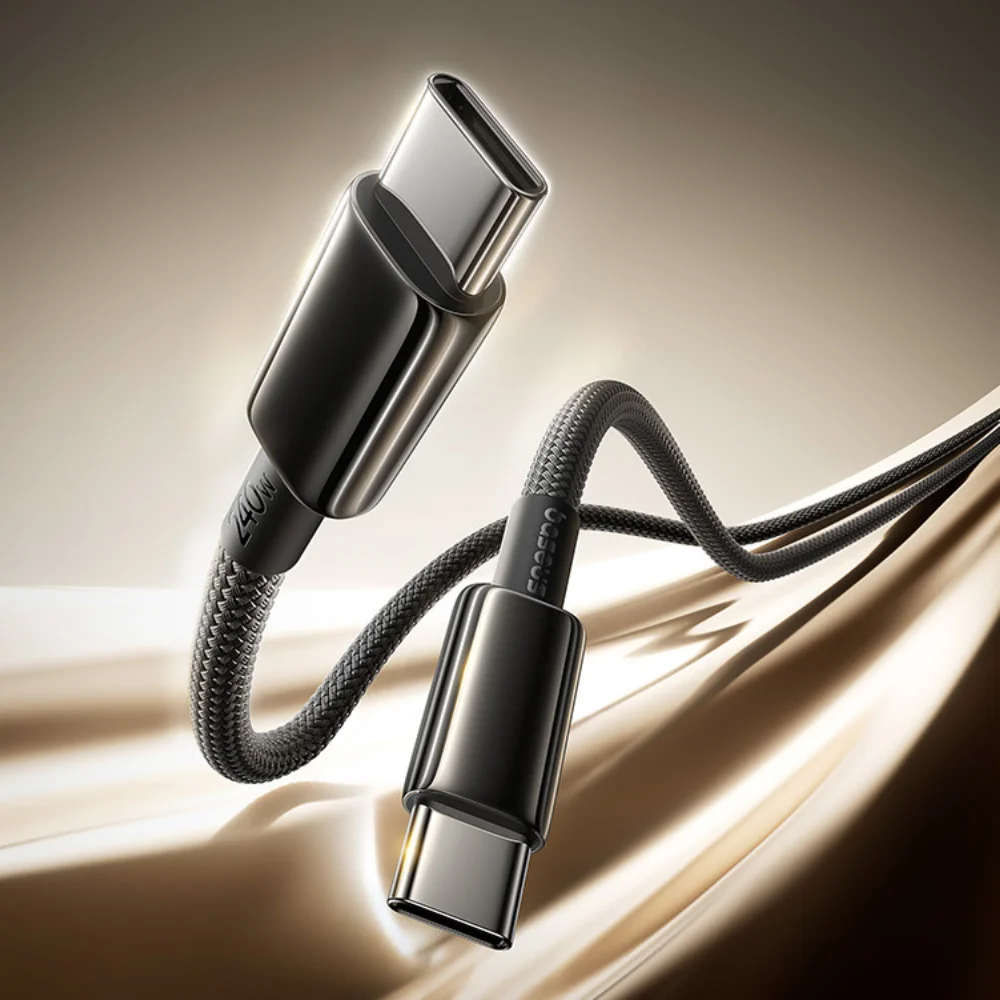 Интерфейсный кабель Baseus Tungsten Gold Air Fast Charging Data Cable USB-C to USB-C 240W 2 m Black  - фото 4