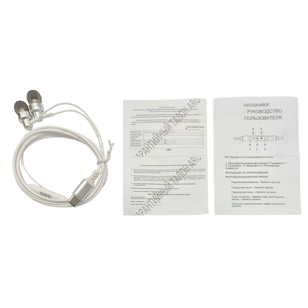 ARG құлаққаптары Earphones Type-C White - фото 6