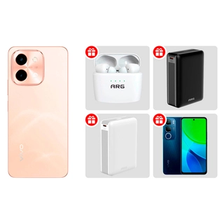 Комплект TWS Наушники ARG J8 White + Смартфоны VIVO Y28 8/128GB Gleaming Orange + Смартфон VIVO Y19s 4/128 Black + Power Bank ARG 20000mAh Black (ARG20000TB20) + Power Bank ARG 20000mAh White (ARG20000TW20) 