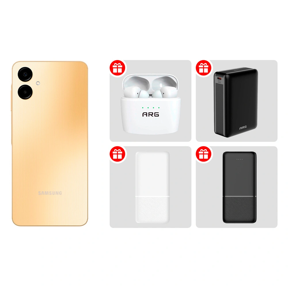 Комплект Смартфон Samsung Galaxy A06 4/64GB Gold + подарочный комплект