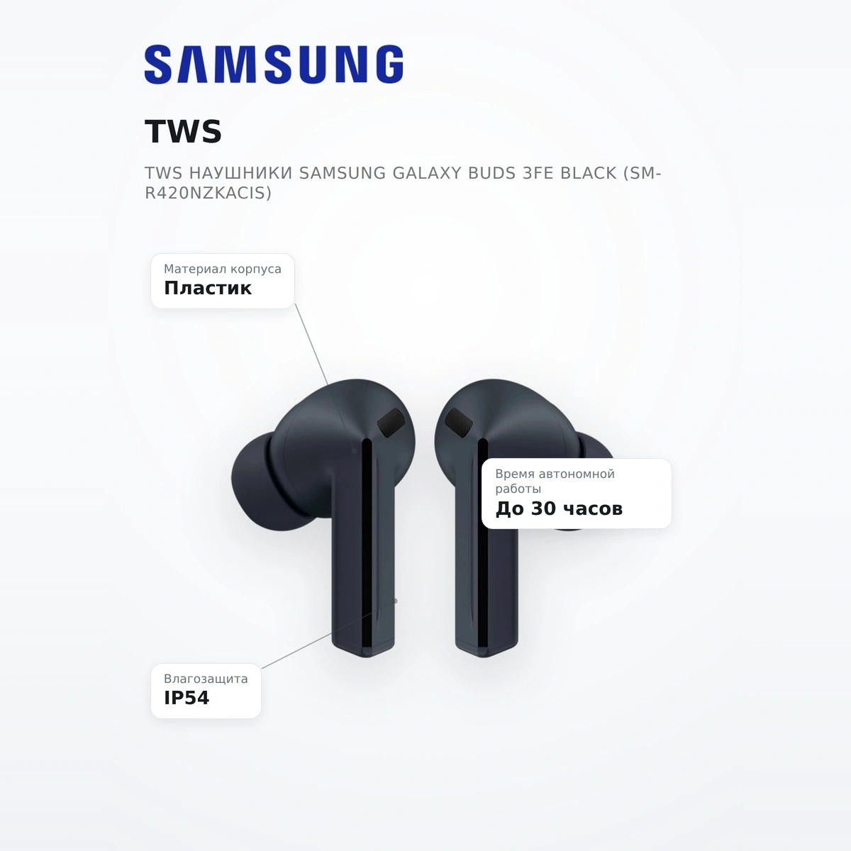 TWS наушники Samsung Galaxy Buds 3FE Black (SM-R420NZKACIS) - фото 7