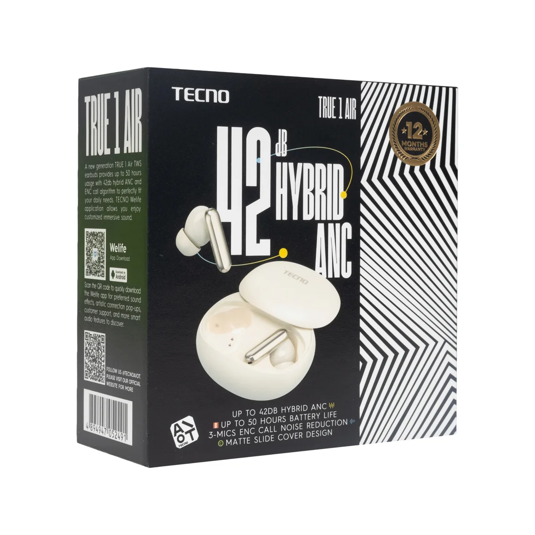 Наушники TECNO True 1 Air TU01 Air Creamy White  - фото 5