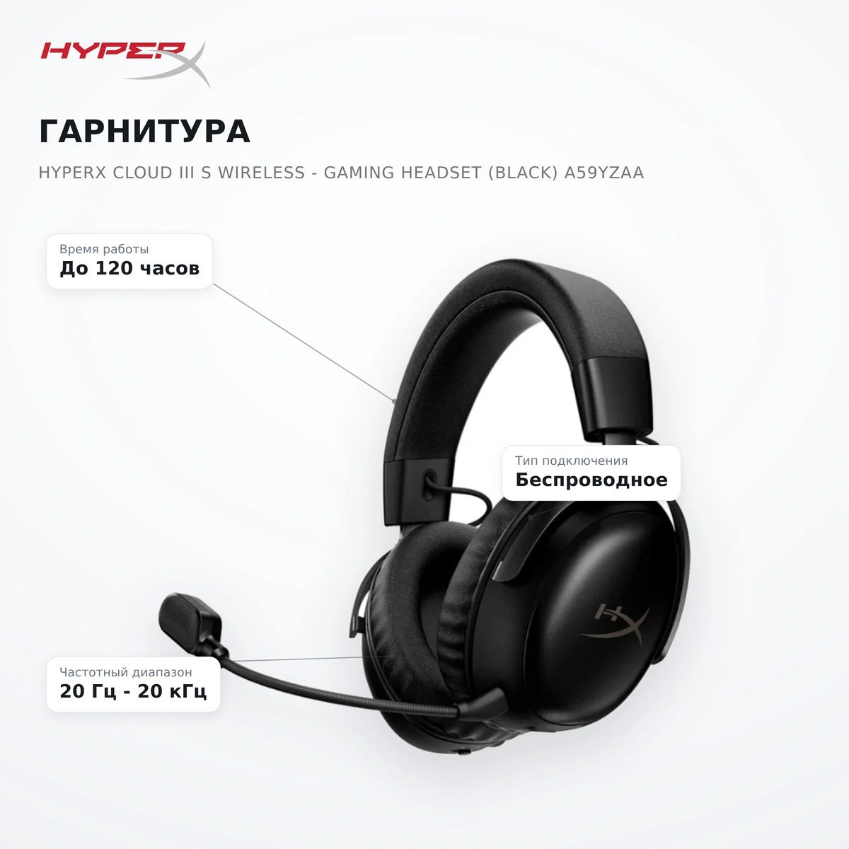 Гарнитура HyperX Cloud III S Wireless - Gaming Headset (Black) A59YZAA - фото 7