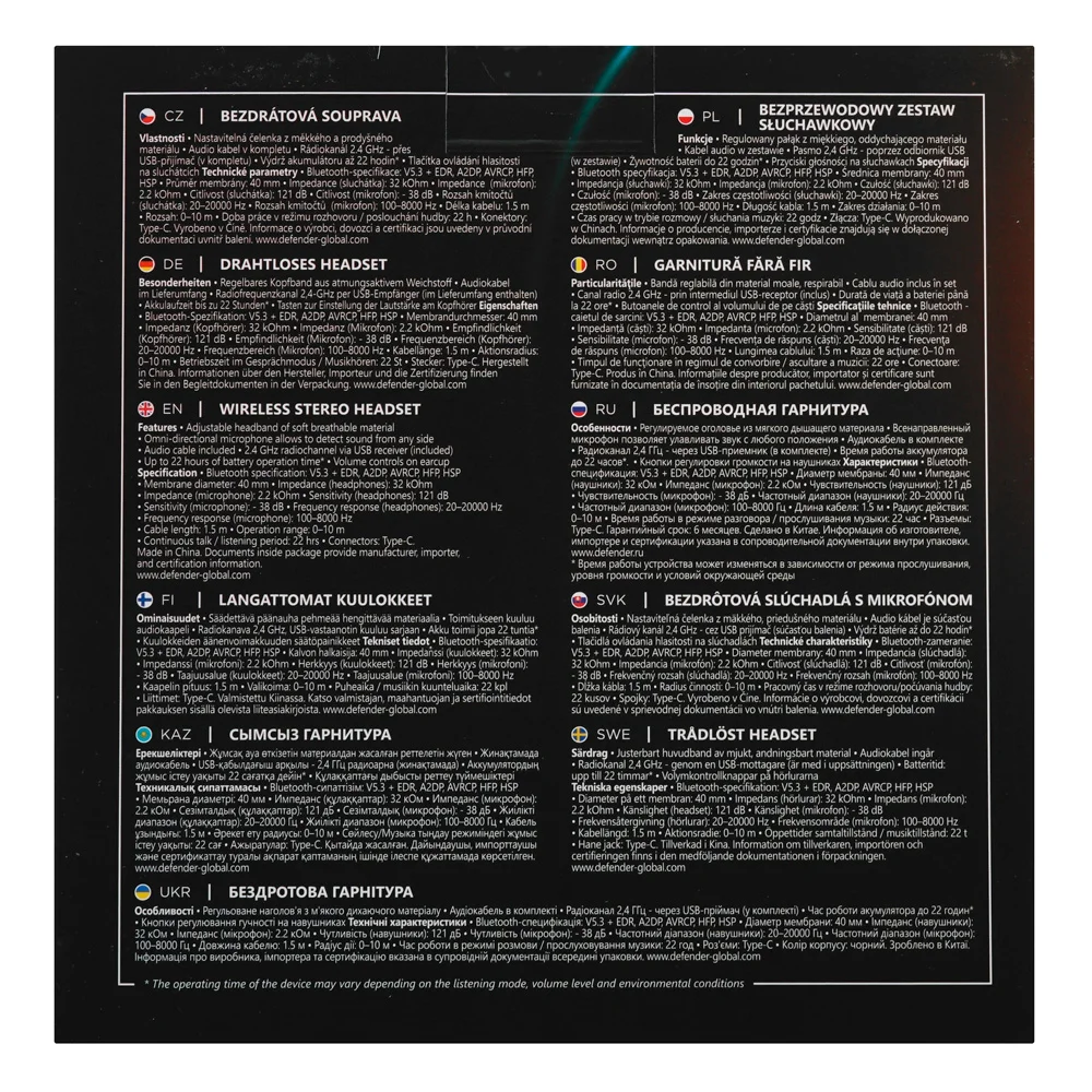 Наушники-гарнитура беспроводные Defender Triple BT/2.4G черный - фото 8