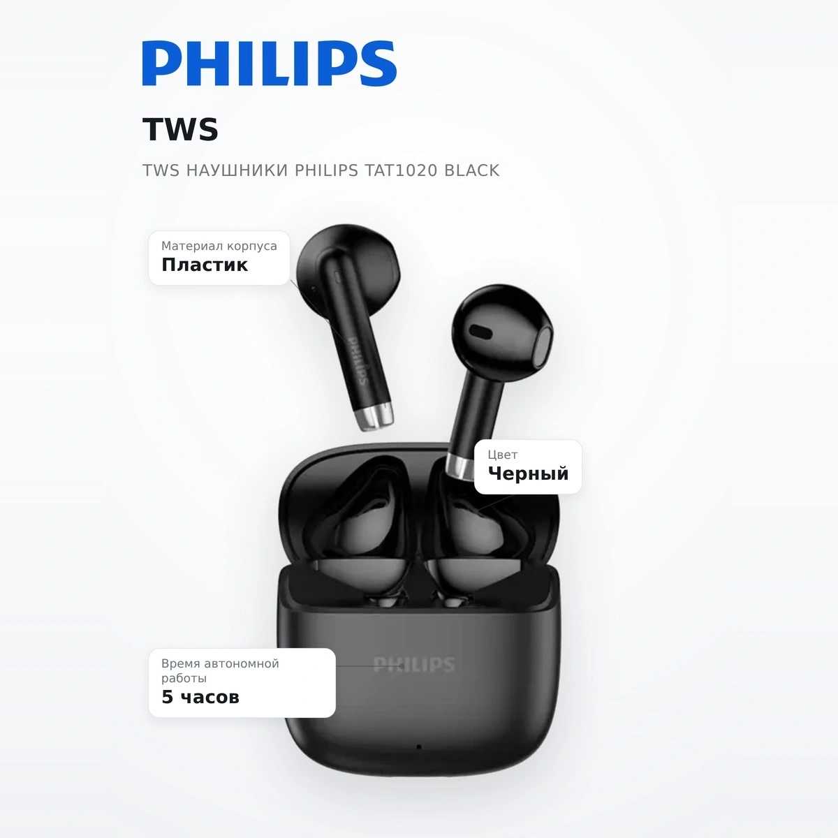 TWS Наушники Philips TAT1020 Black - фото 7