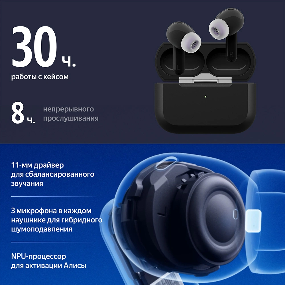 TWS наушники Яндекс YNDX-00150BLK, Черный - фото 7