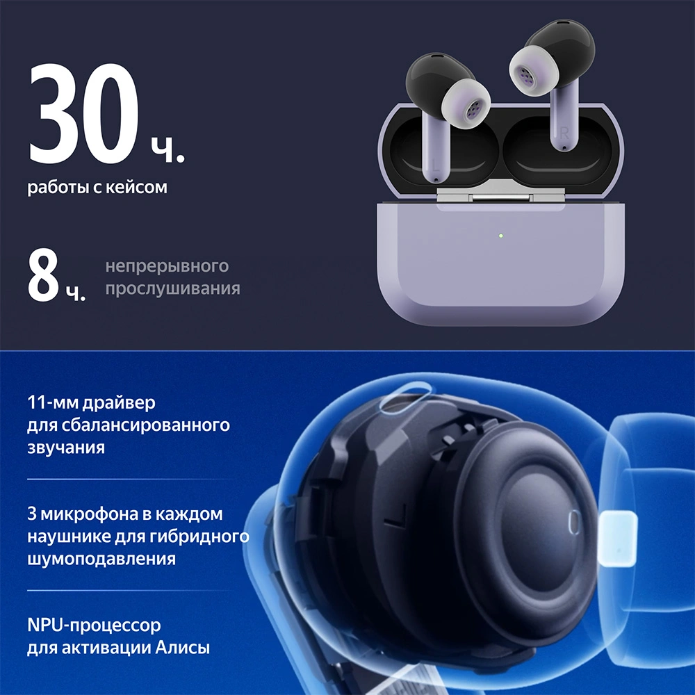 TWS наушники Яндекс YNDX-00150VIO, Фиолетовый - фото 7