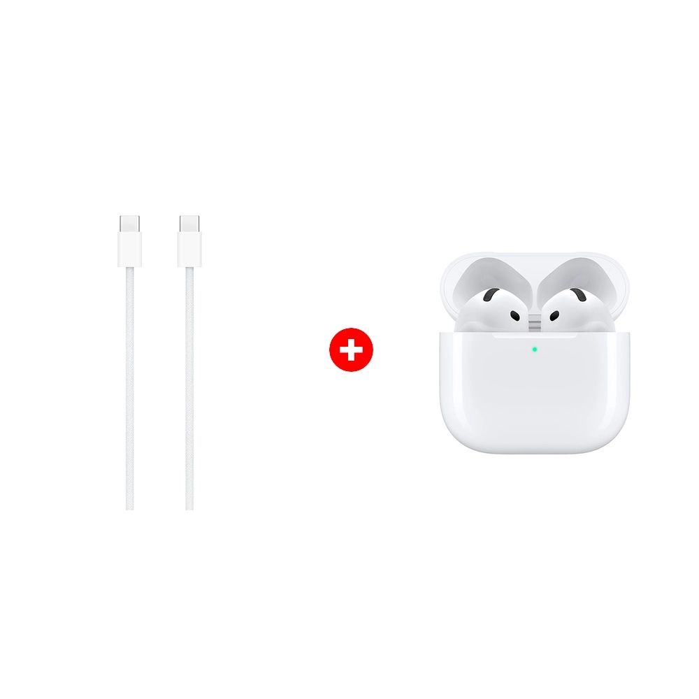 Комплект Apple AirPods 4th Gen (MXP63ZE/A) + Apple Type-C to Type-C MW493ZM/A 