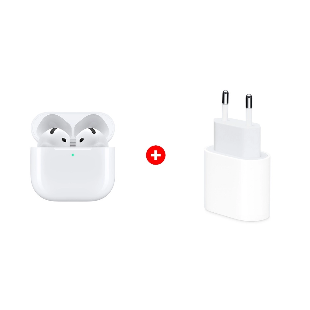 Комплект Apple AirPods 4th Gen (MXP63ZE/A) + Apple 20W USB-C (MD3J4ZM/A) 
