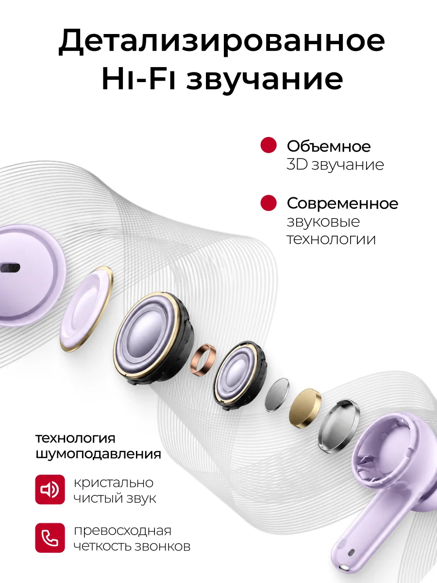 TWS наушники Realme Buds Air 8 Purple - фото 5
