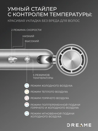 Фен-Стайлер Dreame AHD51 Pocket Gray - фото 4