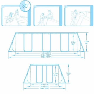 Каркасный бассейн Bestway Power Steel Rectangular (412 х 201 х 122 см)