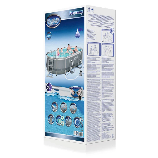 Бассейн каркасный Bestway Power Steel Oval 427х250х100см, 7250л (56620) - фото 3