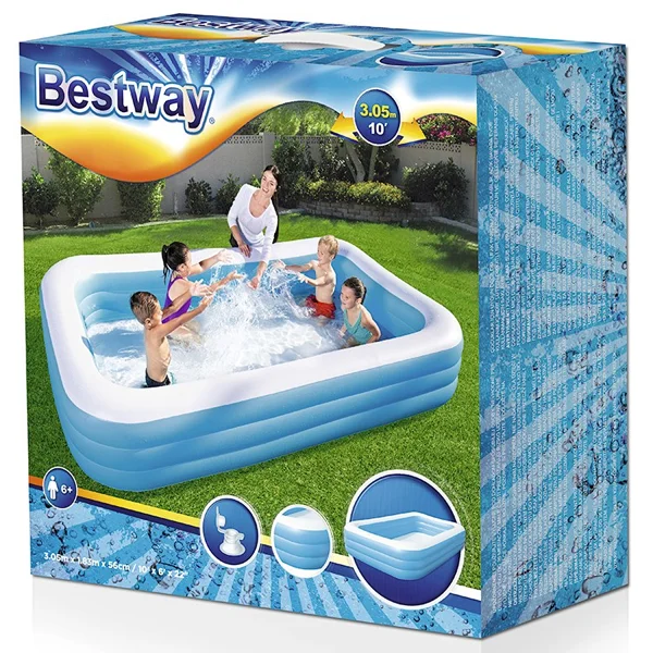 Бассейн надувной Bestway Deluxe Blue Rectangular (54009) - фото 2