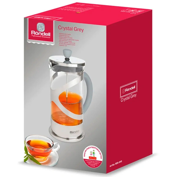 Френч-пресс Rondell 1 л Crystal Grey 840 RDS-840 - фото 3