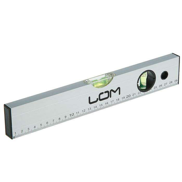 Уровень алюминиевый LOM, 2 глазка, 30 см 